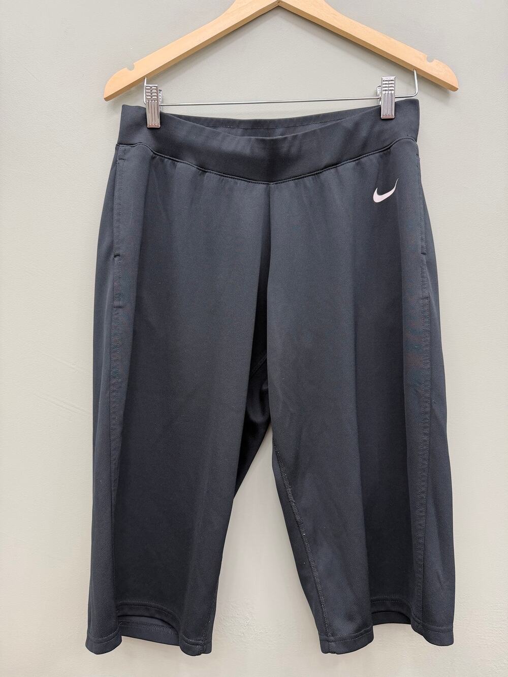 Nike Girls L 12-14 Black Wide Leg Capri Pants Y2K Athletic Pockets
